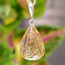 Sagenite in crystal teardrop pendant handle Ag 925/1000 (2.9g)