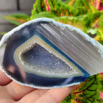 Agate blue dyed geode with cavity 249g from Brazil