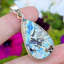 Pendant drop azurite + turquoise Ag 925/1000 11.9g