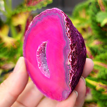 Agate pink dyed geode with cavity 158g from Brazil