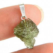 Vltavín (Moldavite) přívěsek 1,3g stříbrný úchyt Ag 925/1000