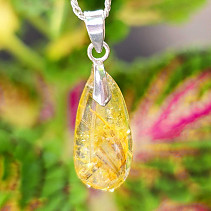 Sagenite in crystal teardrop pendant handle Ag 925/1000 (2.6g)