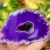 Agate geode with cavity dyed purple 158g