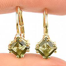 Vltavín earrings rhombus 7 x 7mm Au 585/1000 14K 2.11g