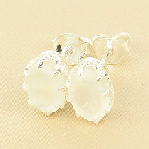 Moonstone earrings oval 8 x 6mm cut puzeta Ag 925/1000