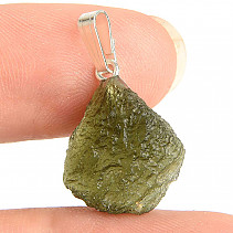 Vltavín (Moldavite) přívěsek stříbrný úchyt Ag 925/1000 1,7g