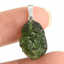 Vltavín (Moldavite) přívěsek stříbrný úchyt Ag 925/1000 3,5g