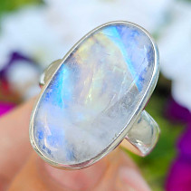 Moonstone ring oval Ag 925/1000 size 67, (10.9g)