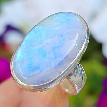 Moonstone ring oval Ag 925/1000 size 55 (10.6g)