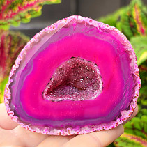 Agate pink dyed geode with cavity 198g from Brazil