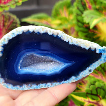 Agate blue dyed geode with cavity 168g from Brazil