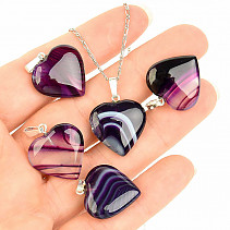 Agate purple dyed heart pendant Ag 925/1000