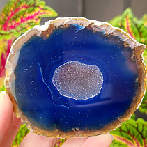 Agate blue dyed geode with cavity 203g