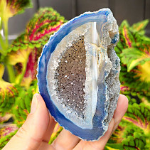 Agate blue dyed geode with cavity 217g