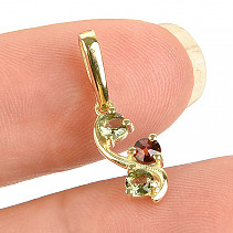 Vltavain and garnets pendant standard cut gold Au 585/1000 14K 0.86g