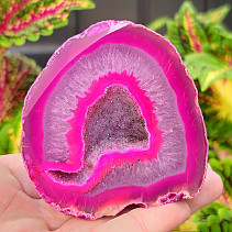 Agate pink dyed geode with cavity 194g from Brazil