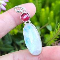 Pendant moonstone and spinel 7.7g Ag 925/1000