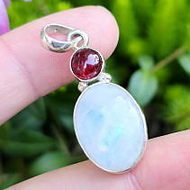 Pendant moonstone and spinel 5.2g Ag 925/1000