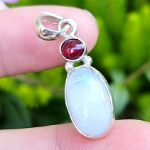 Pendant moonstone and spinel 3.4g Ag 925/1000