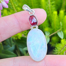 Pendant moonstone and spinel 7.2g Ag 925/1000