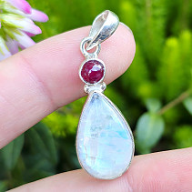 Pendant moonstone and spinel 4.4g Ag 925/1000