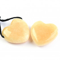 Heart pendant 2.5 cm on the leather yellow Calcite