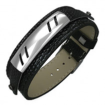 Leather bracelet with steel plate
