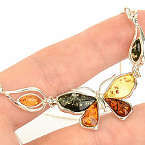 Amber butterfly necklace Ag 45-48cm