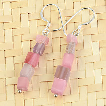 Ulexite pink earrings Ag