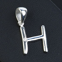 Pendant with zircon silver Ag 925/1000 letter H