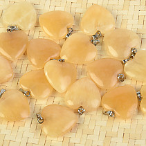 Yellow calcite pendant heart jewelery metal