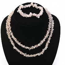 Rose quartz jewelry set - necklace dl. + Bracelet