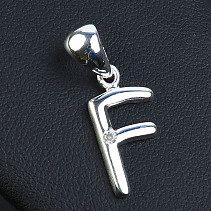 Silver pendant with zircon Ag 925/1000 letter F