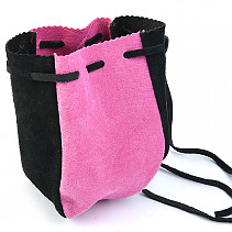 Pouch leather black and pink