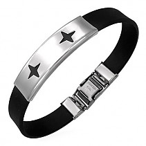 Stainless steel bracelet with black belt - Star