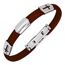 Steel and silicone bracelet brown typ253