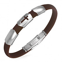 Steel and silicone bracelet brown typ220
