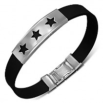 Steel bracelet with black belt - Star