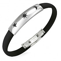 Silicone bracelet with black plate steel typ203