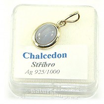 Chalcedony pendant oval 10x8mm Ag