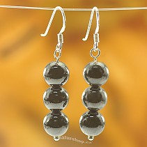 Hematite beads earrings 8 mm Ag