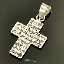 Silver cross pendant with zircons Ag 925/1000