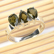 Moldavite ring drops 5x7mm Ag 925/1000