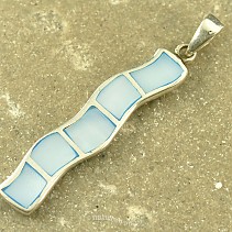 Silver pendant with pearl blue swoosh Ag 925/1000