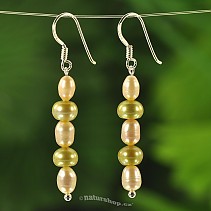 Earrings pearl pink and olive Ag hooks