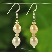 Pearls earrings salmon and white Ag hooks