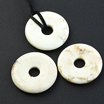 Magnesite donut pendant leather 30 mm