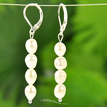 Pearl earrings white ovals
