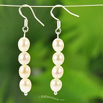 Earrings of pearl white ovals Ag hooks