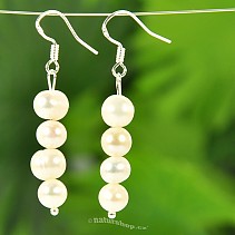 Earrings with white pearls 7 mm Ag hooks